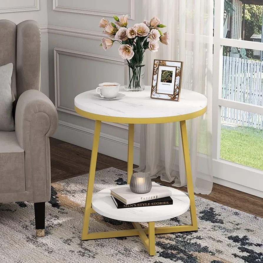 Collette Two-tier Solid Metal Sofa Side End Table,”side tables for sofa ...