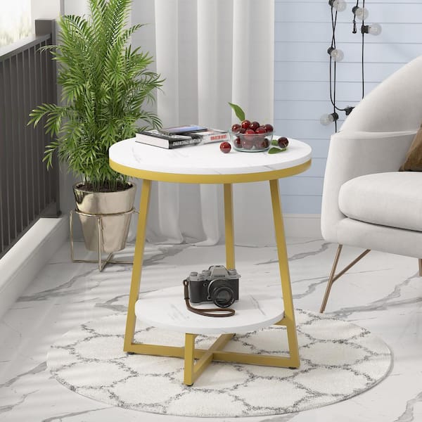 Collette Two-tier Solid Metal Sofa Side End Table,”side tables for sofa ...