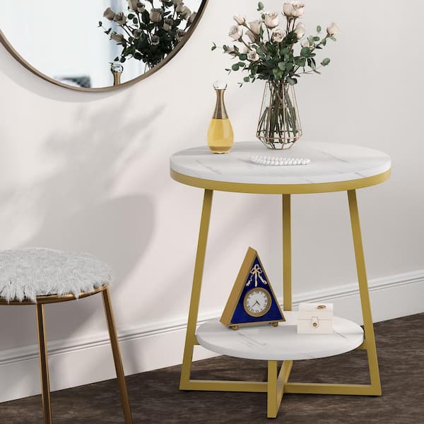Collette Two-tier Solid Metal Sofa Side End Table,”side tables for sofa ...