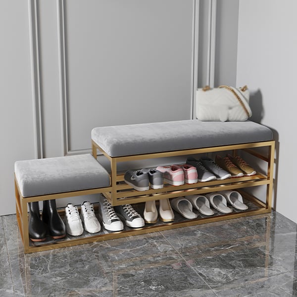 Elanza Double Cushion Solid Metal Shoe Rack, “open shoe rack with seat ...