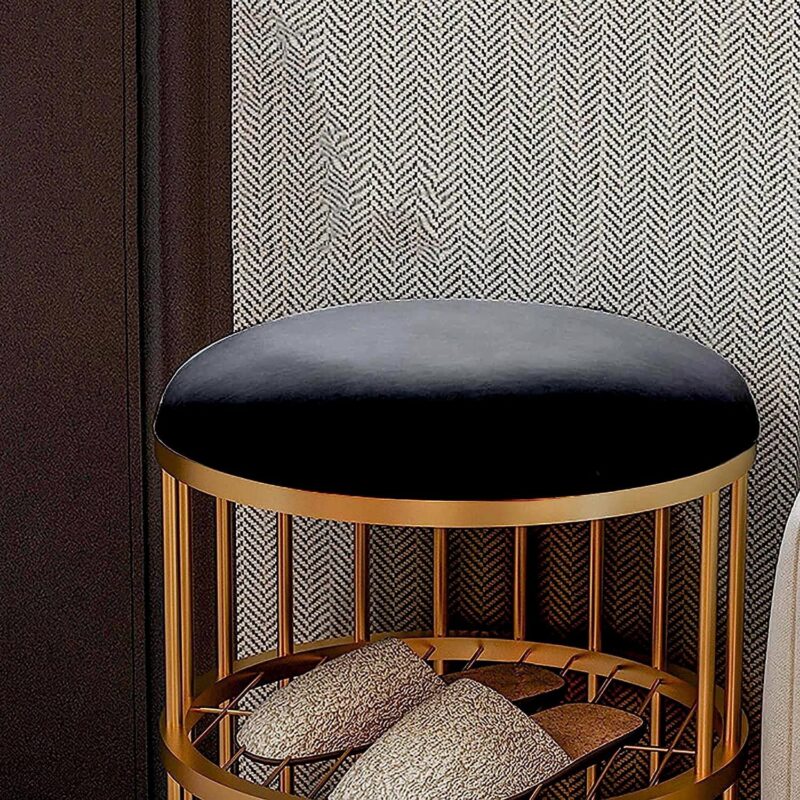 Round Shoe Table Rack Acacia Round Solid Metal Shoe Rack in Gold Finish,”shoe rack with seat ...